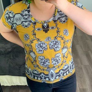 Yellow Paisley Print Blouse Size Medium